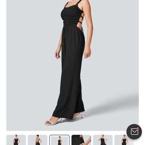 HALARA Black Strappy Wide-Leg Jumpsuit